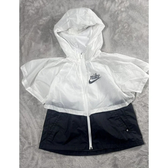 Girls Nike Windrunner Half ZIp Short Sleeve Hoodie Jacket M White Black - Picture 4 of 13